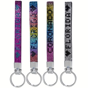 Mode Hot Sell Benutzer definierte Logo Bling Perlen Armbänder Strass Sparkle Glitter Kristall Lanyard Selbstverteidigung Wrist let Schlüssel bund