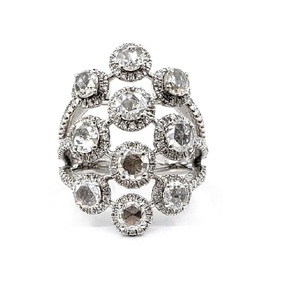 2022, joyería fina de 14K más vendida, joyería para mujer, oro blanco de 18K, Joyería de diamantes de alta calidad, anillo de racimo de corte rosa para dama - Product Image 1