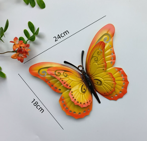 Ailes <span class=keywords><strong>en</strong></span> <span class=keywords><strong>fer</strong></span> <span class=keywords><strong>forgé</strong></span> moderne Deux papillons Autocollant mural tridimensionnel Clôture de jardin <span class=keywords><strong>extérieur</strong></span> <span class=keywords><strong>Décoration</strong></span> de la maison avec format de corde - Product Image 3