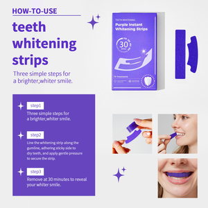Bandes de blanchiment des dents violettes pour l'émail des dents sensibles Formule sans peroxyde sûre pour un blanchiment efficace avec 14 traitements - Product Image 6