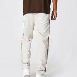 Men Custom Embroidery Straight Leg Relaxed Fit Sports <strong>Joggers</strong> Casual Street Wear Twill Side <strong>Popper</strong> Trouser With Pockets - Product Image 2