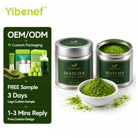 Poudre de thé vert matcha biologique Yibenef, boîte de 30g, pour latte, pâtisserie, crème glacée, emballage personnalisé OEM, marque privée