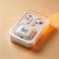 Écouteurs Bluetooth TH Brand TH-SY011T en boîte blister avec logo personnalisé, languette de suspension transparente, embouts en silicone transparents personnalisables