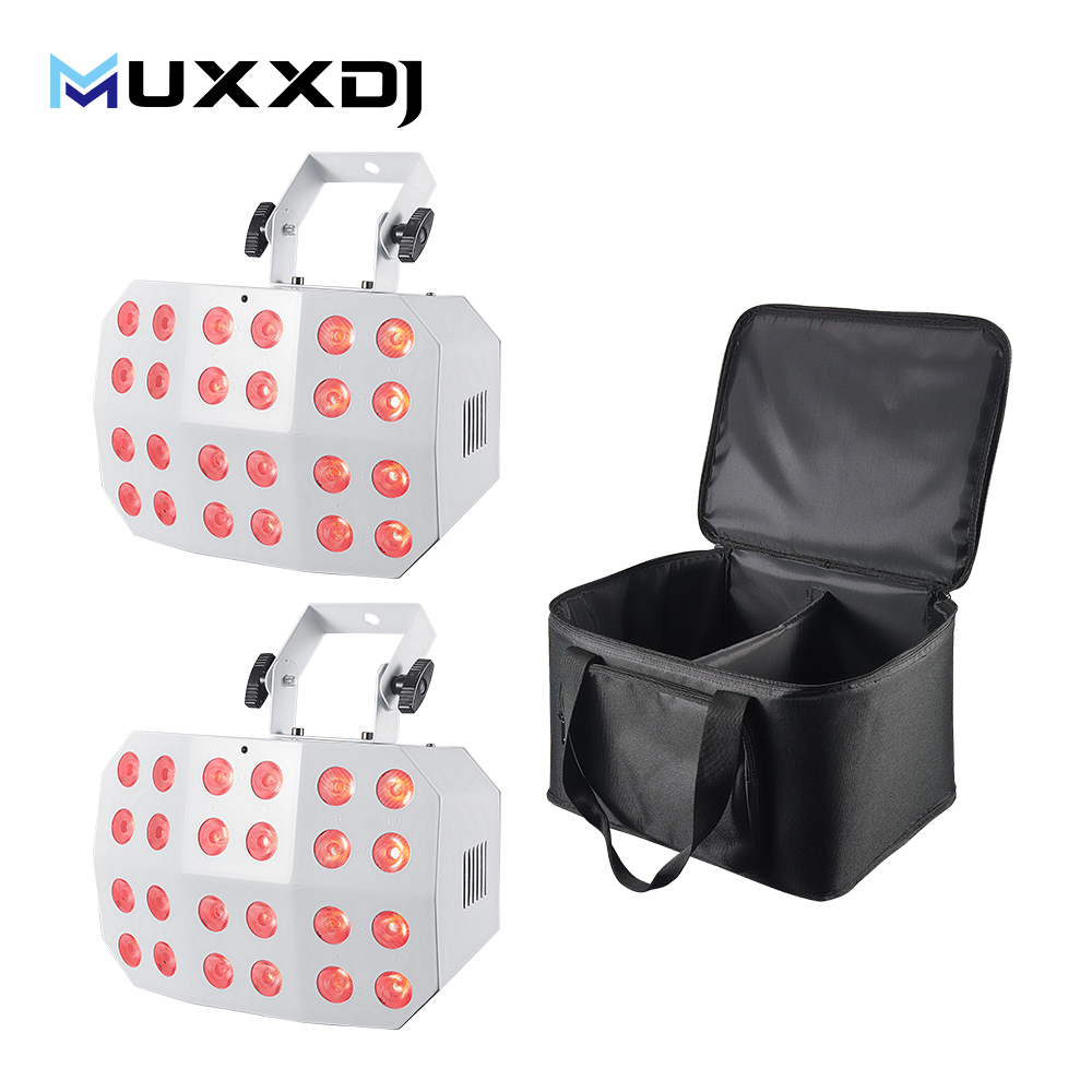 2PCS with Bag 24*12W RGBWA+UV Spider Wash Led Light Battery Wireless DMX512 Uplight Stage Washer Light Wedding Party DJ Lighting