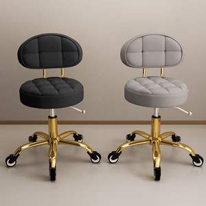 Tabouret de salon de coiffure, chaise de tatouage noire dorée, inclinable, durable, réglable, rotation à 360 degrés, cuir synthétique commercial - Product Image 2