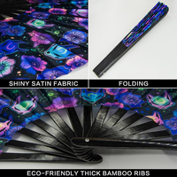 Éventails pliables en bambou réfléchissants et lumineux personnalisés pour les festivals de musique et les soirées EDM