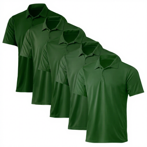 Men's Solid Color Short Sleeve Polo <b>Shirt</b> Quick Dry Knitted Polyester Casual Golf Wear <b>Collared</b> <b>T</b>-<b>Shirt</b> - Product Image 2