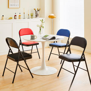 Sillas Plegables de Metal Comerciales Baratas al por Mayor de China, Asientos Acolchados de PU Suave en Blanco y Negro para Banquetes, Fiestas y Eventos - Product Image 5