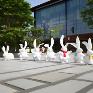 Escultura de Conejo de Fibra de Vidrio para Decoración de Centros Comerciales, Linda Estatua de Conejo de FRP para Interiores y Exteriores, Escultura de Animal de Dibujos Animados - Product Image 6