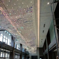 Lustre de plafond en verre sur mesure, grand modèle, pour escalier, hall, restaurant, design moderne et luxueux