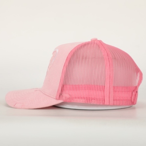 Gorra Trucker Deportiva Clásica de 5 Paneles, Personalizada, de Alta Calidad, al por Mayor, con Logotipo Bordado en Relieve, Color Rosa Gamuza - Product Image 3