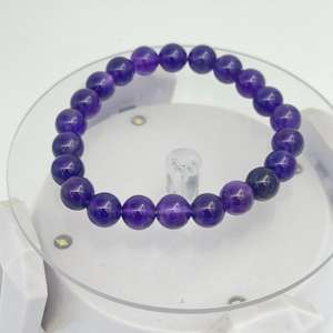 Best Quality High Vibration Gemstone Purple Amethyst <b>Bracelets</b> Smooth Plain Round <b>Bracelet</b> of Natural Amethyst Gemstone - Product Image 3