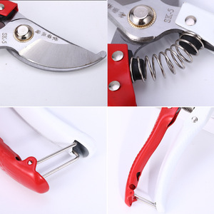 Red And White Handle Pruning <b>Shears</b> High Carbon Steel Bypass Garden <b>Tool</b> With Spring Mechanism Anti Slip Grip For Fruit Tree - Product Image 4