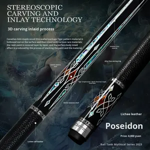 Stecca da Biliardo Cuetec Legend <span class=keywords><strong>Poseidon</strong></span> in Fibra di Carbonio con Giunto Centrale 1/2, Incisione 3D, Tecnologia Athena Black per Biliardo a Nove Palle - Product Image 3
