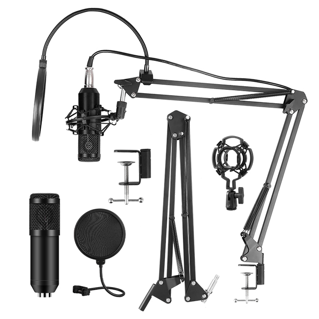 Usb Metal Studio Mic Desktop Recording Vlog Podcasting Video Condenser Microphone Kit Set With Stand