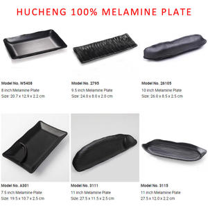 Оптовая продажа: Новая японская пластиковая посуда для ресторанов – небьющаяся черная прямоугольная тарелка для суши и закусок из меламина - Product Image 6