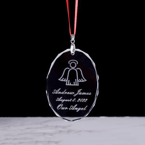 Di fascia alta chiaro di cristallo ovale natale appeso in bianco ornamento ciondoli in vetro personalizzato ornamento per feste regali - Product Image 1