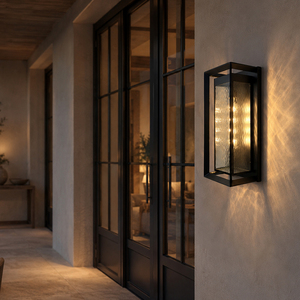 Contemporary Waterproof Exterior <b>Wall</b> Lamp Textured Glass <b>Wall</b> <b>Sconce</b> For Porch Garden Villa Outdoor Decoration - Product Image 1