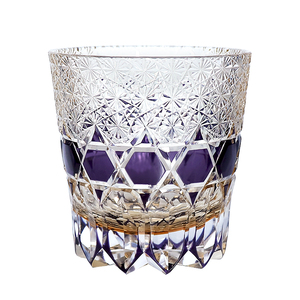 Verre à vin japonais Edo Kiriko, verre bleu cobalt, luxe moderne, 11 oz, pour fêtes et mariages, avec boîte cadeau, soufflé à la bouche, gravé à la main - Product Image 1