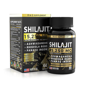Complément alimentaire super-aliment 8-en-1 Shilajit de l'Himalaya <span class=keywords><strong>avec</strong></span> oligo-éléments Capsules de Shilajit pour hommes et femmes pour la vitalité et la cognition - Product Image 1