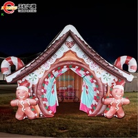 Bateau rapide commercial gonflable maison de noël pain d'épice Santa grotte cabine gonflable pour la décoration d'événements de noël