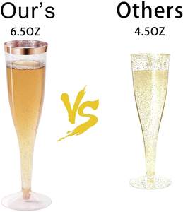 Flûtes de Champagne personnalisées à bord doré, en plastique <span class=keywords><strong>jetable</strong></span> bon marché pour les tasses de fête de mariage Mimosa - Product Image 2