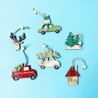 Árvore de madeira de natal p604, elfo, carro, desenhos por par, decorações de natal, ornamento de pendurar