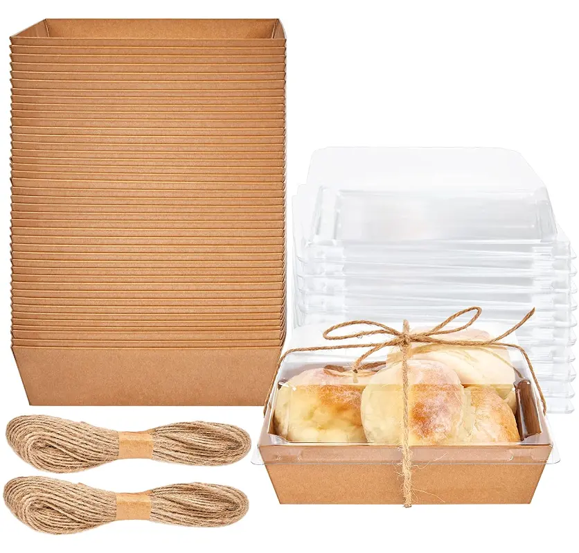 Scatole per alimenti in carta per salumi con coperchi trasparenti scatole per Sandwich quadrate