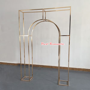 Luxury French-style gold metal wedding <b>arch</b> set 3-piece double-<b>frame</b> <b>arch</b> background stand for event decoration height 260 cm - Product Image 5