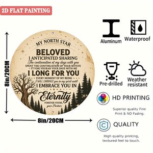 Plaque murale en aluminium ronde de 20 cm avec rennes de Noël festifs, décoration métallique pour la saison des fêtes, idéale pour les fêtes sur le thème du pays des merveilles hivernales - Product Image 2