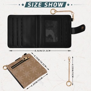 Hawaiian Tiare Flower Print Custom Credit Card Slots Card Holder Short Women <b>Wallet</b> PU Leather Zipper <b>Wallet</b> with Key Chain - Product Image 4