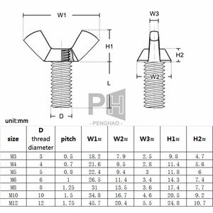 Vis à oreilles DIN316 durables en acier inoxydable, vis papillon, tailles <span class=keywords><strong>M3</strong></span> à M10 avec finition unie, quincaillerie de fixation à oreilles - Product Image 3