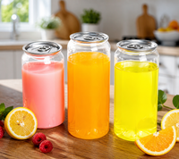 Canette transparente en PET de haute qualité de 200 ml, 350 ml, 400 ml, 500 ml, personnalisée, avec bouchon à ouverture facile pour l'emballage de boissons