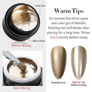 Sinh ra khá kim loại gel đánh bóng siêu sáng vàng Bạc gương Chrome Gel Sơn bán vĩnh viễn Pháp dòng Nail Gel véc ni - Product Image 6