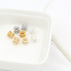 ลูกปัดลายดอกไม้ชุบทอง 14k สำหรับทำเครื่องประดับ DIY C21A - Product Image 1