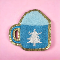 Patch en chenille flocon de neige pour tasse de chocolat chaud, thermocollant, motif hiver Noël, bordure pailletée, pour sweat à capuche, chapeau, sac, vêtement