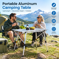 Table de camping pliante en aluminium, hauteur réglable, portable, directement de l'usine, pour la randonnée, le pique-nique, le jardin, la plage, les voyages, l'extérieur