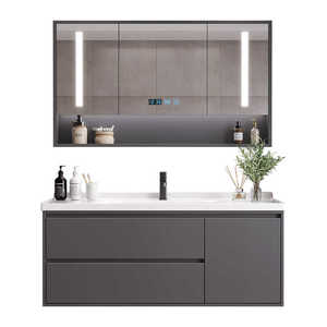 Juego de tocador de baño de cuarzo 24 28 30 pulgadas, muebles de baño con espejo y lavabo, fábrica moderna al por mayor - Product Image 5