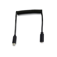 Kabel koil USB 2.0 Spiral 3 kaki, kabel USB C jantan ke betina, colokan C ke soket Spiral