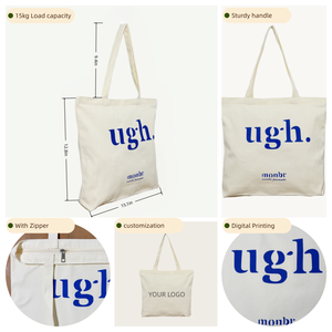 Tas Belanja Kanvas Katun Organik Polos dengan Pegangan Tali, Dapat Digunakan Kembali, Ramah Lingkungan, Dapat Didaur Ulang, dengan Logo Kustom - Product Image 2