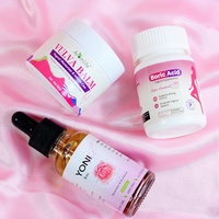 Ensemble de Produits Yoni Merveille pour le Corps Éclaircissant, Nettoyant Probiotique Équilibrant le pH, Savon Lavant Intime, Huile Yoni et Capsules d'Acide Borique