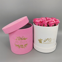 Boîtes d'emballage rondes de luxe personnalisées en carton recyclé avec options de logo personnalisé pour roses et fleurs préservées