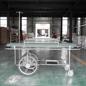 Carrito de Emergencia de Acero Inoxidable 1900*600*780mm con Dos Ruedas Grandes y Dos Pequeñas para Transporte de Pacientes, Uso Médico - Product Image 2