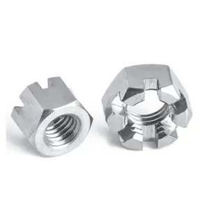 ขายส่ง Slotted Nut Slot ปราสาท Hex ปราสาท316 304สแตนเลสชุบ Din935เหล็กคาร์บอนสังกะสีหกเหลี่ยม Slotted Nuts