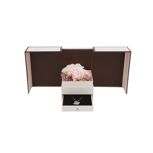 Scatola regalo rosa multifunzionale alla moda doppia <span class=keywords><strong>porta</strong></span> <span class=keywords><strong>con</strong></span> fiocco rosa e scatola per gioielli <span class=keywords><strong>con</strong></span> cassetto - Product Image 1
