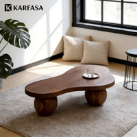 Table basse rétro en bois massif de couleur noyer français, style vintage, irrégulière, design, pour petit appartement, non pliable
