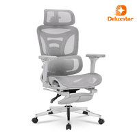 Chaise de bureau ergonomique multifonctionnelle en nylon avec massage, soutien lombaire, réglage de la profondeur de l'assise, repose-pieds rétractable, siège de direction