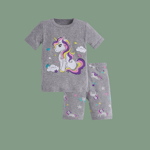 Pyjama d'été 2 pièces en coton 100 % pour filles de 3 à 8 ans, manches courtes, OEM/ODM, livraison en 60 jours - Product Image 3