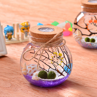 Fait à la main Ronde Decoratibe Boule de Verre Pot avec La Lumière Menée Colorée À L'intérieur Couvercle En Liège