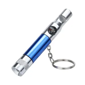 High Quality Multifunction keychain mini torch 3 in 1 Portable Aluminum Whistle Compass and Light keyring led flashlight